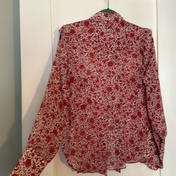 MISA red & white floral chiffon blouse - Picture 5 of 5